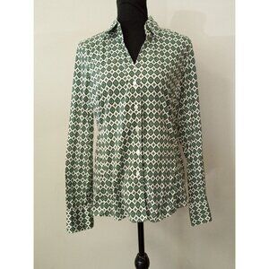 Caliban Green White Printed Button Down Shirt Size 12